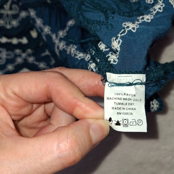 Anthropologie Kindred Babydoll Blouse Sz S Crochet Embroidered Boho Artsy Hippie - Picture 9 of 15